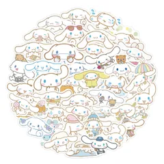 For シナモロール ステッカー 50枚セット かわいいアニメ for シナモロールシール 防水デカール 可愛い おしゃれ 漫画 DIYステッカー 落書きシールスーツケースノートシール 子供 誕生日プレゼント white