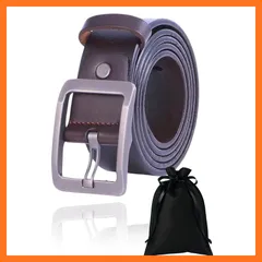 【新品】 [MO FACTORY] メンズベルト 大きいサイズ ベルト 調整可能 120まで プレゼント用 ギフト袋付き ビジネス ?XXL スーツ カジュアル 作業用 (シルバーバックル/茶色ベルト) 1