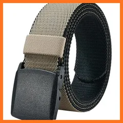 【新品】 [LionVII] 伸びるベルト メンズ, 両面色逆転可能な ストレッチ ベルト 作業用 プラスチックバックル スポーツ 登山 ベルト 可調整 男女兼用 (黒とベージュ) 1