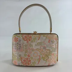 【美品】 和装バッグ 優品 フォーマル 草花 雪輪 金糸 箔 銀色 和装小物  【中古】