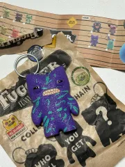 #ファー付きキーホルダー出品 (パープル ファーX)