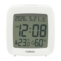 曜日 日付 電子音 湿度 スヌーズ 温度 ライト 見やすい デジタル 目覚まし時計 保土ヶ谷電子販売 置き時計 ホワイト Formia(フォルミア) HT-042WH