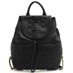 トリーバーチ／TORY BURCH リュック バッグ バックパック レディース 女性 女性用 レザー 革 本革 ブラック 黒  45143 Fleming Lambskin Leather Backpack 巾着式開閉 デイパック