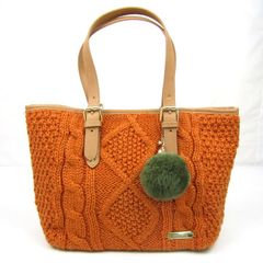 アンドシュエット ショルダーバッグ 未使用 ニット ファーチャーム 鞄 カバン ブランド レディース オレンジ &CHOUETTE