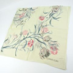 アンクライン スカーフ シルク100% 花柄 ブランド レディース ベージュ ANNE KLEIN 【中古】