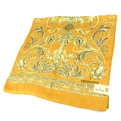 トラサルディ スカーフ ストール 未使用 シルク100% 花柄 ブランド レディース オレンジ TRUSSARDI