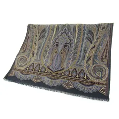 エトロ ストール スカーフ ウール/シルク混 ペイズリー柄 ブランド イタリア製 レディース ネイビー ETRO 【中古】
