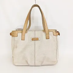 バーバリーブルーレーベル BURBERRY BLUE LABEL トートバック キャンバス レザー 合皮 裏チェック ベージュ 