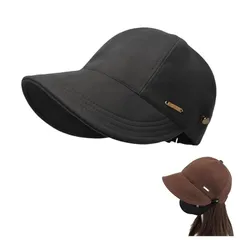 【新品】 [Weuiean] 帽子 レディース 秋冬 UVカット キャップ マスクフック付き 弾性コード付き サイズ調整 つば広 折り畳み 日除け帽子 紫外線対策 耳が痛くならないグッズ MSMB-133（ブラック） 0