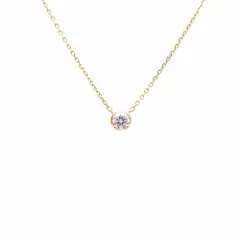美品 4℃ ヨンドシー K18 YG イエローゴールド 1Pダイヤモンド ネックレス アクセサリー レディース 【中古】