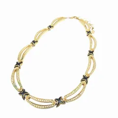 Christian Dior クリスチャンディオール ヴィンテージ ラインストーン ゴールド プレート ネックレス レディース 【中古】