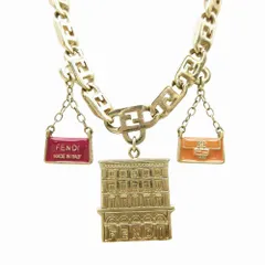 FENDI フェンディヴィンテージ 建物 バッグ モチーフ ネックレス ゴールド GP ピンク オレンジ レディース 【中古】
