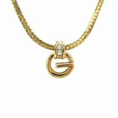 GIVENCHY ジバンシィ ヴィンテージ Gロゴ ラインストーン ゴールドチェーン ネックレス アクセサリー レディース 【中古】