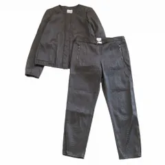 ARMANI COLLEZIONI アルマーニコレツォーニ パイソン柄 パンツ セットアップ ノーカラー ブラウン サイズ38 S ブラウン 【中古】