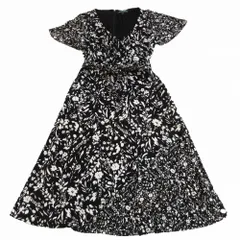 LAUREN RALPH LAUREN ローレンラルフローレン フラワープリント カシュクール ワンピース 半袖 ロング丈 6 L レディース 【中古】