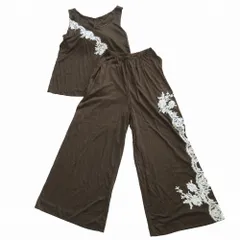 #anc さえら CAETLA C23-23473 セットアップ レース 装飾 ノースリーブ ワイトパンツ サイズ3 L カーキ レディース 【中古】