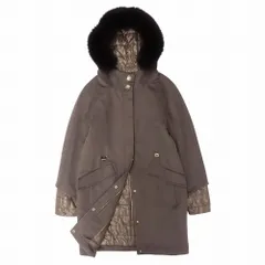 美品 HERNO ヘルノ カシミヤ100％ ダウン コート ジャケット ブルーシャドーフォックスファー フーデット 38 S ベージュ 【中古】