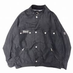 Belstaff ベルスタッフ ナイロン ジャケット ブルゾン モーターサイクル バイカー ウェア 上着 裏チェック柄 XL 黒 メンズ 【中古】