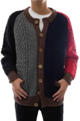 インバーアラン／INVERALLAN セーター SWEATER メンズ 男性 男性用 ウール 毛 ネイビー 紺  4A GOLFER CARDIGAN CRAZY ゴルファーカーディガン カウチンカーディガン