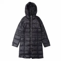 HERNO ヘルノ ダウン コート ジャケット ロング丈 フーデット ブルゾン ナイロン 軽量 ライトアウター 40 M 黒 レディース 【中古】