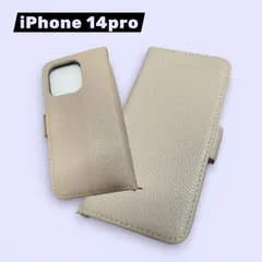 iPhone 14 Pro 手帳型ケース ベージュ×ピンク スマホケース カード収納 シンプル