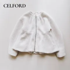 未使用 セルフォード ノーカラー ペプラムヘム ツイードジャケット 38ホワイト 未使用 セルフォード ノーカラー ペプラムヘム ツイードジャケット 38