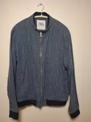 ZARA ブルー ストライプ ブルゾン ジャケット