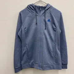 ADIDAS トラックジャケット パーカー フルジップ 刺繍ロゴ ネイビー【レディースL】