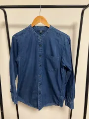 ユニクロ ブルー バンドカラー シャツ 500