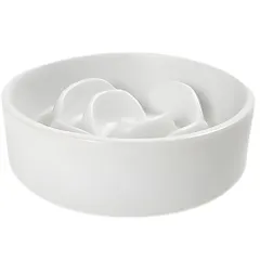 JUSTVEL 早食い防止 陶器製 フードボウル 犬 猫 小型犬 【ゆっくり食べれて倒れない】 ペット用 食器 餌入れ 皿 重い 安定 動かない (ホワイト) [ホワイト]