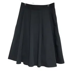 A1072 プレシュールシエル Plechur Ciel ひざ丈 フレアスカート (L) 黒 無地 裏地あり