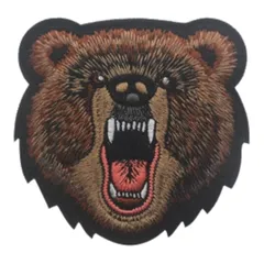 KAZARI日和 ワッペン ベルクロ マジックテープ アウトドア キャンプ 登山 サバイバル ミリタリー おしゃれ 大人 刺繍 衣類飾り DIY 手芸 男女兼用 (クマ) [クマ]