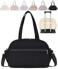 [グリーンパキラ] キャリーオンバッグ 小さめ レディース バッグ 大容量 1泊 2泊 軽量 ボストン カバン キャリーオンバック 機内持ち込み 鞄 バック 旅行 出張 ジム スポーツ 入院 トラベル ヨガ 習い事 サブ 黒 (ブラック [ブラック] [標準]