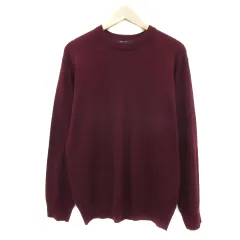 コムサメン COMME CA MEN ニット カットソー 長袖 ラウンドネック 無地 L ボルドー /YS26のサムネイル