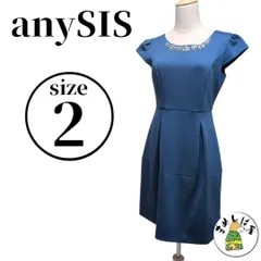anySIS エニィスィス【2】ドレスワンピース パーティドレス 装飾 青 半袖