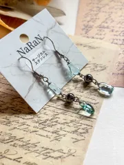 234≫シーグラスの揺れるフックピアス　イヤリング