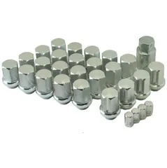 【エスティーエスミチコ】スリット ロック レーシング ナット アルミ製 エアバルブキャップ付き 軽量 盗難防止 (銀 P1.25-24個 6穴用)