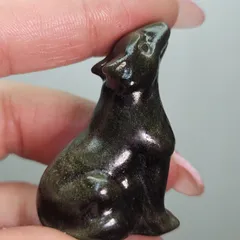 ゴールデンオブシディアン✨オオカミ✨カービング✨