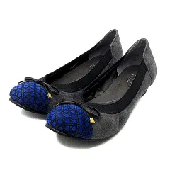 ダイアナ DIANA WELL FIT スエード フラット バレエシューズ グレー ブルー 25.5cm