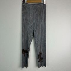 PLEATS PLEASE ISSEY MIYAKE プリーツプリーズ イッセイミヤケ プリーツパンツ アニマル柄 グレー 2サイズ レディース 古着 モード ストリート