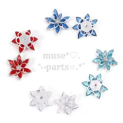 シルバーフレーム×白 ピンク 赤 水色 青 ノーブルリリー ロングペタル ビジュー ユリ センターパーツ 大人可愛い ハンドメイド資材 大メタルフラワーパーツ ラインストーン クリア 桃 桜 サクラ ライトブルー 紫陽花 あじさい 蓮 ピアスイヤリング35mm