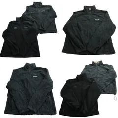 古着卸 まとめ売り コロンビア columbia 黒ベース フリース 6枚セット (メンズ XL ) ワンポイント フルジップ スタンドカラー 中古 ND2658