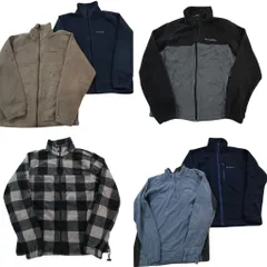 古着卸 まとめ売り コロンビア columbia フリース 6枚セット (メンズ S ) フルジップ スタンドカラー チェック バイカラー 中古古着 ND2674