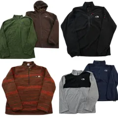 古着卸 まとめ売り ノースフェイス フリース 6枚セット (メンズ XL ) フーディー バイカラー 総柄 ハーフジップ 中古 古着 ND2735