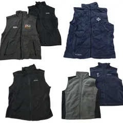 古着卸 まとめ売り コロンビア フリース ベスト 6枚セット (メンズ L ) フルジップ 企業系 スタンドカラー 中古 古着 ND2744