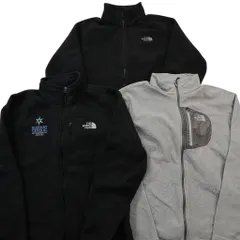 古着卸 まとめ売り ノースフェイス フリース 3枚セット (メンズ L ) 企業系 フルジップ ブラック スタンドカラー 中古 古着 ND2772