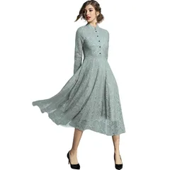 【新品】 [Yino] 五色展開 ワンピース ドレス 結婚式 パーティードレス 総レース マキシワンピース 秋冬 春 レースワンピース ロングドレス 長袖 Aライン 20代 30代 40代 50代 0