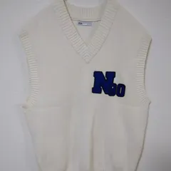 ザラ　ニットベスト　レディースM～L相当　白色　Vネック　レーヨン　ポリエステル