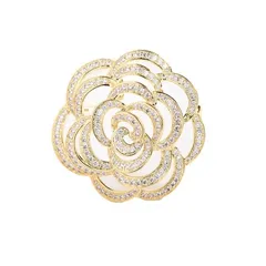 【新品】 ジルコン真珠カメリア花ブローチ ダイモンド薔薇花コサージュ女性用 結婚式卒業式入学式発表会面接お祭り胸飾り お誕生日記念日母の日クリスマスなどの女性への贈り物 ギフトケース付き (ゴルード2) 1