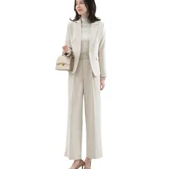 【新品】 [Yino] イノ スーツ レディース パンツスーツ セットアップ テーラードジャケット＋ワイドパンツ 洗える 体型カバー 着?せ おしゃれ フォーマル 通勤 入学式 卒業式 面接 ビジネス 通年 0